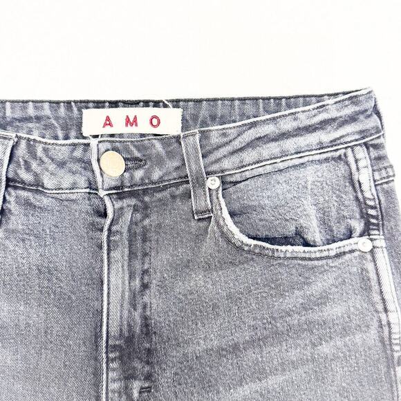 AMO High Rise Stix Crop Washed Black Denim Jeans Charcoal Size 30 - Picture 6 of 9